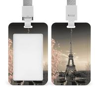 Porta badge a forma di Torre di Parigi, con cordino e clip, in plastica ABS rigida, verticale, alla moda, per ufficio, lavoro e lavoro quotidiano