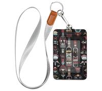 Porta badge a forma di vino retrò bordeaux con cordino e porta carte di sicurezza per 3 carte di credito per ufficio, scuola, carte chiave hotel, carte di credito