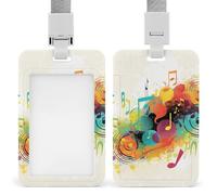Porta badge a tema musica astratta in plastica rigida, custodia protettiva per carte d'identità e carte di credito e chiavi di prossimità