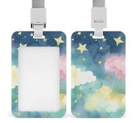 Porta badge ad acquerello con cordino staccabile, protezione verticale in plastica, resistente, per insegnanti, infermieri, ufficiali, personale di sicurezza