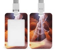 Porta badge Antelope Canyon con fessura push-pull e cordino, porta badge verticale in plastica impermeabile, portadocumenti da viaggio portatile, protezione per badge rimovibile