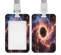 Porta badge antimateria nebulosa buco nero stampato verticale porta nome adatto per ufficio scuola carta d'identità carta di prossimità chiave patente di guida e pass