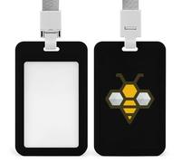 Porta badge Art Bee con nido d'ape e cordino, porta badge resistente con nome carino per donne e uomini