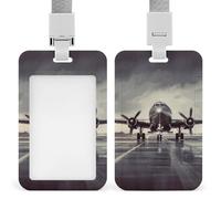 Porta badge artistico con aeroplano, porta badge scorrevole per carta d'identità, protezione verticale per cordino, impermeabile, porta nome, custodia per dottore, insegnante, infermiera