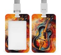 Porta badge astratto a forma di chitarra ad acquerello con cordino, cordino staccabile, protezione verticale per carte d'identità, porta badge multiuso per ufficio, insegnanti, infermieri