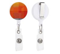 Porta badge astratto arancione e grigio, retrattile, con clip per documenti d'identità e portachiavi, porta badge identificativo, clip per badge, per impiegati, dottori, infermieri