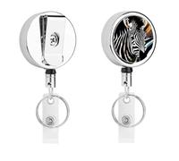 Porta badge astratto con zebra, con bobina retrattile, clip in acciaio inox, resistente, per lavoro, infermieri, insegnanti e sicurezza