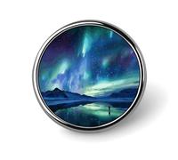 Porta badge Aurora Boreale, distintivo rotondo personalizzato con spilla con immagine, spilla con bottone in lega di alluminio, spilla squisita, spille con bottone alla moda, spille decorative per ves