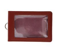 Porta badge aziendale in pelle PU doppia carte verticali stile ID marrone