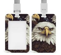 Porta badge Bald Eagle con fessura push-pull e cordino, porta badge verticale in plastica impermeabile, portadocumenti da viaggio portatile, protezione per badge rimovibile