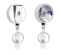 Porta badge bianco romantico del Mar Egeo con bobina retrattile, clip per badge in acciaio inox, resistente, per lavoro, infermieri, insegnanti e sicurezza