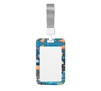 Porta badge blu sottomarino World of Fish - Custodia protettiva trasparente in policarbonato/con cordino per carte di credito verticale per ufficio scuola ID
