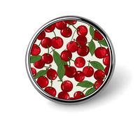 Porta badge ciliegie rosse, distintivo rotondo personalizzato con spilla con immagine, spilla con bottone in lega di alluminio, spilla squisita, spille con bottone alla moda, spille decorative per ves