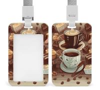 Porta badge Coffee and Sweets Sugar Chocolate con fessura push-pull e cordino, porta badge verticale in plastica impermeabile, documento di viaggio portatile, protezione per carte rimovibile