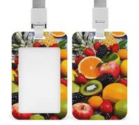 Porta badge colorato a forma di frutta con cordino, cordino staccabile, custodia protettiva verticale per carta d'identità, porta badge multiuso per ufficio, insegnanti, infermieri