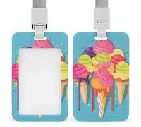 Porta badge colorato a forma di gelato con cordino, cordino staccabile, custodia protettiva verticale per carta d'identità, porta badge multiuso per ufficio, insegnanti, infermieri