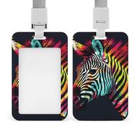 Porta badge colorato arcobaleno zebrato con cordino, cordino staccabile, custodia protettiva verticale per carta d'identità, porta badge multiuso per ufficio, insegnanti, infermieri