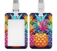 Porta badge colorato con ananas, con cordino staccabile, design impermeabile, per ufficio, posto di lavoro