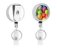 Porta badge colorato con palline da pickleball, bobina retrattile per infermiera, portachiavi in metallo resistente, con corda di nylon da 68,1 cm, targhette divertenti per il nome, per insegnanti