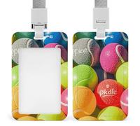 Porta badge colorato con palline da pickleball, porta badge con cordino staccabile, design impermeabile per ufficio, posto di lavoro