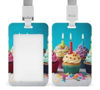 Porta badge colorato con scritta "Happy Birthday", con cordino, porta badge verticale, multiuso, per ufficio, insegnanti, infermieri