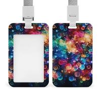 Porta badge colorato con stelle arcobaleno con cordino, cordino staccabile, protezione verticale per carta d'identità, porta badge multiuso per ufficio, insegnanti, infermieri