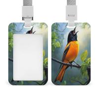 Porta badge colorato con uccellino che canta su un ramo porta badge retrattile clip porta carte di credito protezione nome badge per lavoro ufficio medico infermiera