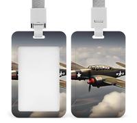 Porta badge con aereo della seconda guerra mondiale, porta badge con cordino staccabile, design impermeabile per ufficio, posto di lavoro