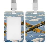 Porta badge con aereo della seconda guerra mondiale, porta badge con cordino staccabile, design impermeabile per ufficio, posto di lavoro