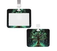 Porta badge con albero verde magico con cordino staccabile, in plastica, impermeabile, per lavoro, ufficio, infermiera, dottore, insegnante