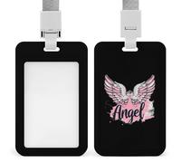 Porta badge con ali d'angelo, con cordino, per infermiere, insegnanti, ufficiali