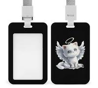 Porta badge con ali di angelo di gatto, con cordino, per infermiere, insegnanti, ufficiali