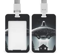 Porta badge con alieno astronave UFO con cordino, impermeabile, porta carte d'identità, protezione per nome, per lavoro, ufficio, insegnante, infermiera