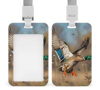 Porta badge con anatre selvatiche e albero, con cordino staccabile, design impermeabile per ufficio, posto di lavoro