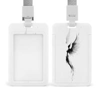 Porta badge con angelo alato astratto con clip retrattile, per carte di credito, nome, badge, per lavoro, ufficio, dottore, infermiere