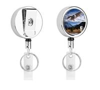 Porta badge con animali e paesaggi con bobina retrattile, clip per badge in acciaio inossidabile, resistente porta badge per lavoro, infermiere, insegnanti e sicurezza