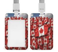 Porta badge con bandiera canadese stampata verticale porta nome, adatto per ufficio, scuola, carta d'identità, chiave di prossimità, patente di guida e pass