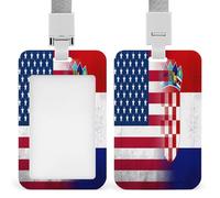Porta badge con bandiera croata degli Stati Uniti con cordino per insegnanti, infermieri, dottori