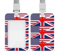 Porta badge con bandiera degli Stati Uniti, Canada e Regno Unito, con cordino per insegnanti, infermieri, dottori