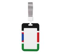 Porta badge con bandiera del Sud Sudan. Porta badge scorrevole con cordino, custodia per carta d'identità stampata