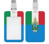 Porta badge con bandiera dell'Italia e San Marino con cordino per insegnanti, infermieri, dottori