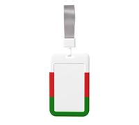 Porta badge con bandiera dell'Oman. Porta badge scorrevole con cordino, custodia per carta d'identità stampata