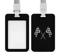 Porta badge con bandierine bianche e nere a scacchi, con cordino, per infermiere, insegnanti, ufficiali