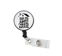 Porta badge con bobina per badge immobiliare, regalo di ringraziamento, agente immobiliare, regalo di ringraziamento (Real Estate BR3)
