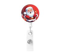 Porta badge con bobina retrattile a forma di Babbo Natale, in plastica leggera, porta badge identificativo, per infermieri, regali per ufficio