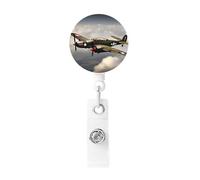 Porta badge con bobina retrattile per aereo della seconda guerra mondiale, in plastica leggera, porta badge identificativo, per infermieri, regali per ufficio