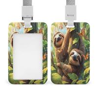 Porta badge con bradipi appesi a un albero, divertente, con cordino, per insegnanti, infermieri, dottori