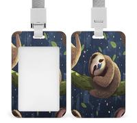 Porta badge con bradipo pigro stampato verticale, adatto per ufficio, scuola, carta d'identità, chiave di prossimità, patente di guida e pass