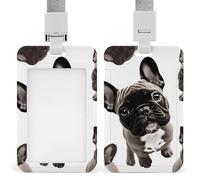 Porta badge con bulldog francese carino lavoro nome clip con cordino verticale per carte di credito custodia per lavoro ufficio infermiera insegnante di medicina donne