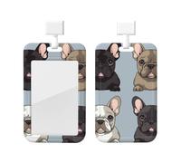 Porta badge con bulldog francese con cordino, impermeabile, porta carte di credito, targhette protettive per ufficio, insegnanti, infermiere
